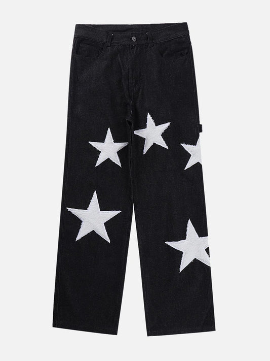 Flocked Star Straight Jeans